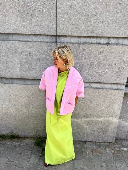 OFF-THE-SHOULDER DRESS LIME GREEN