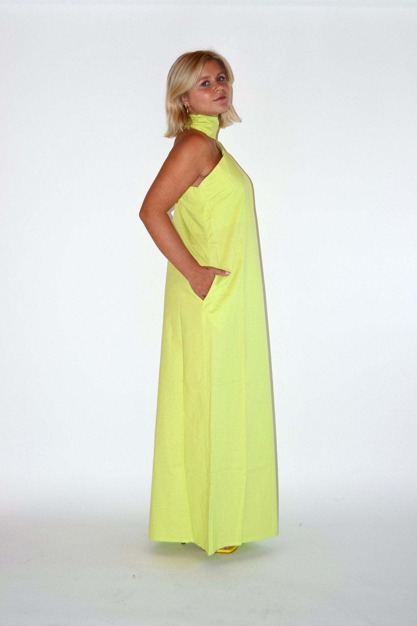 OFF-THE-SHOULDER DRESS LIME GREEN OFF-THE-SHOULDER DRESS LIME GREEN