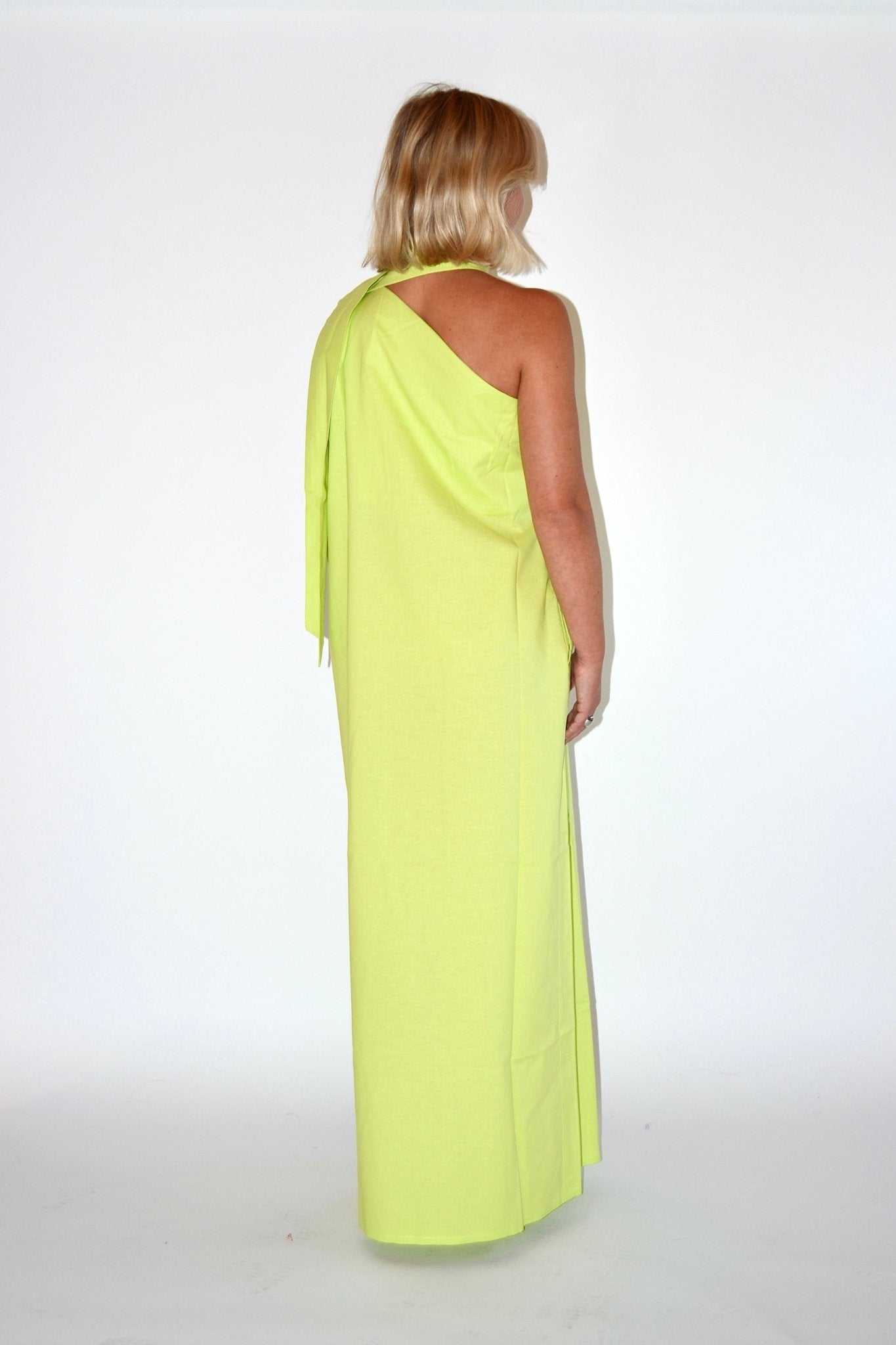 OFF - THE - SHOULDER DRESS LIME GREEN - WHERE'ELS