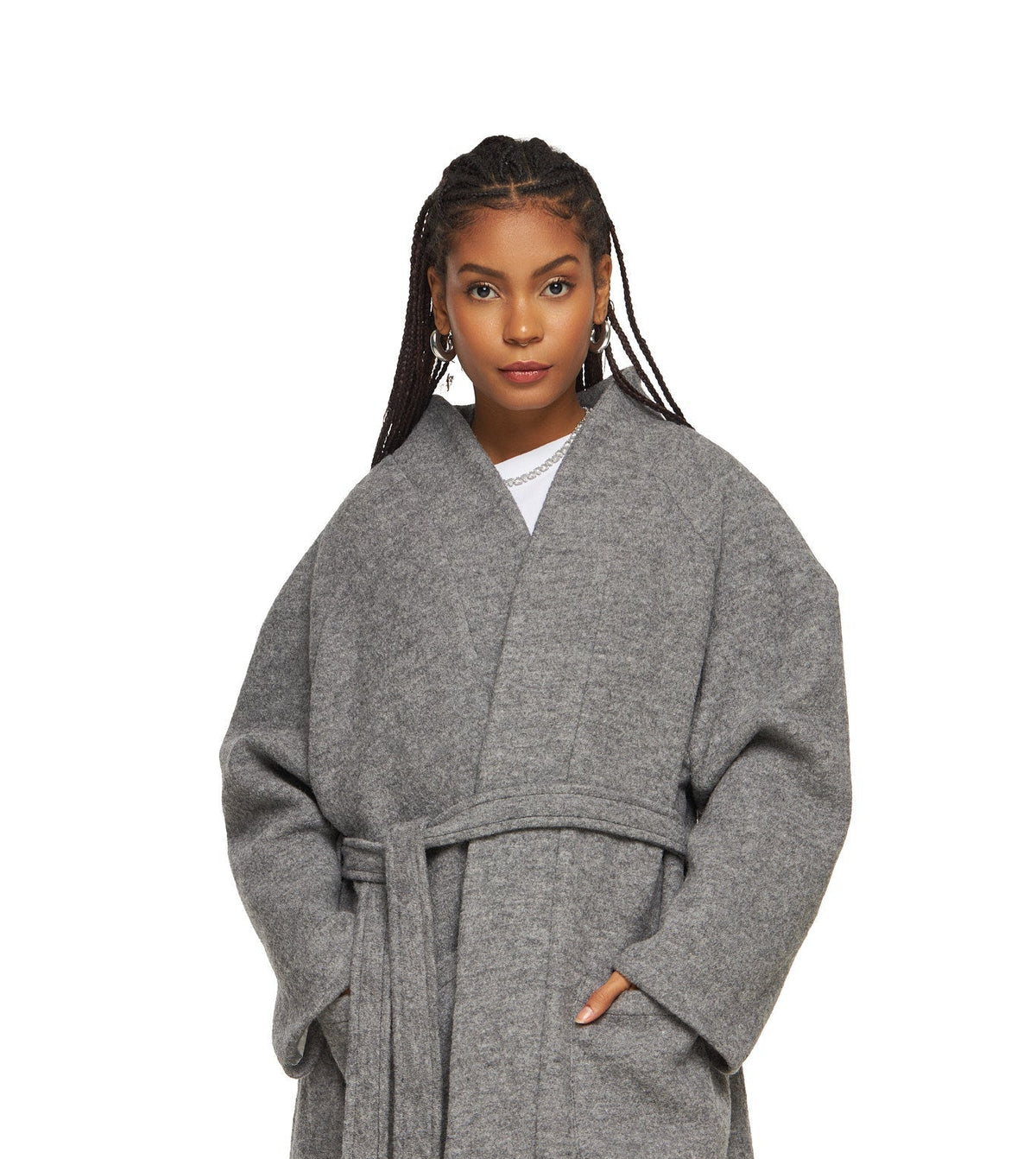 WOOLY WRAP VEST GREY - WHERE'ELS