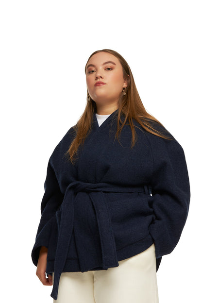 WOOLY WRAP VEST NAVY - WHERE'ELS