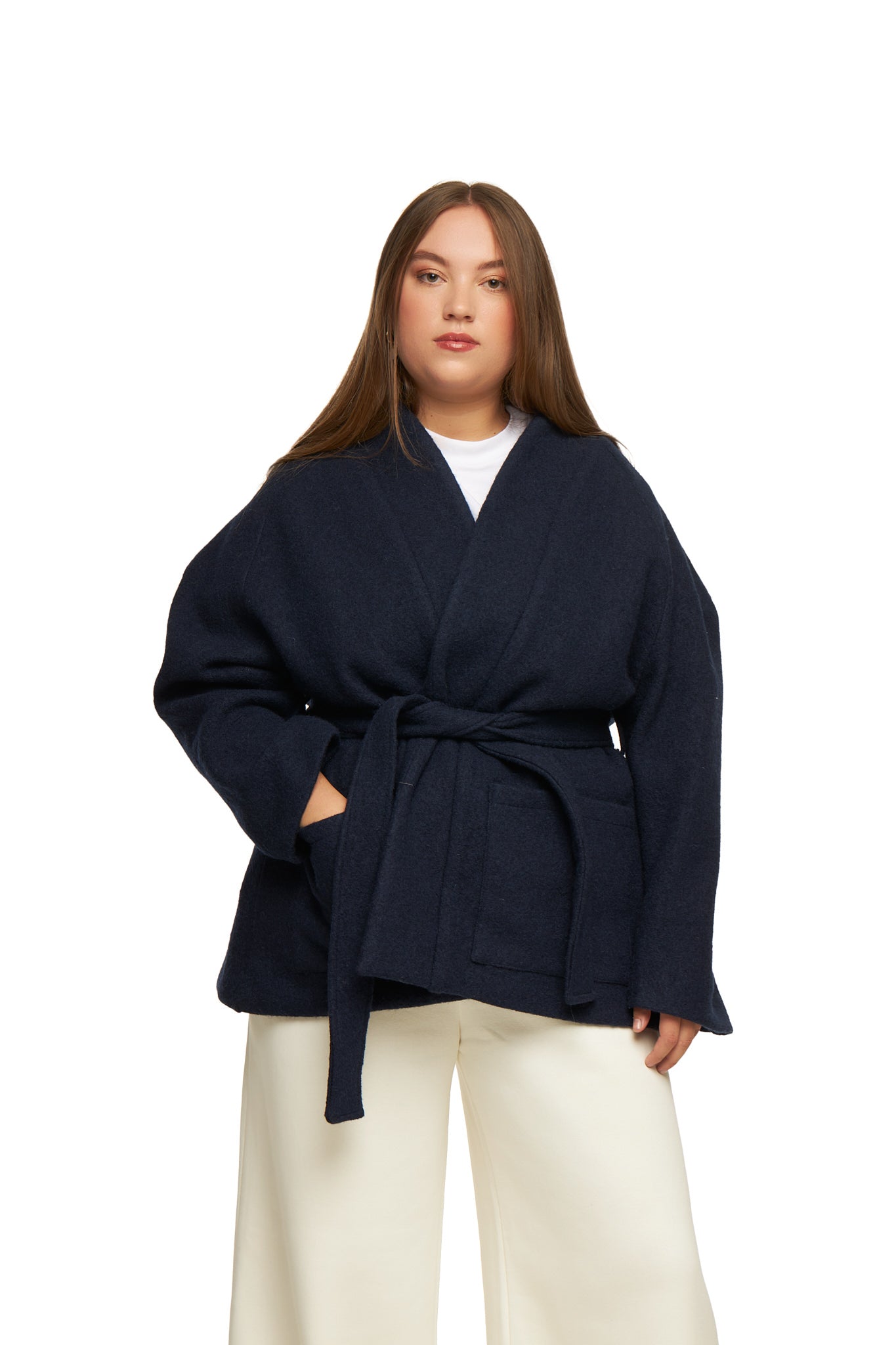 WOOLY WRAP VEST NAVY - WHERE'ELS